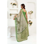 Seduva Women's Faux Linen Printed Ready to wear Saree With Unstitched Blouse 5.5Mtr (Light_Green)