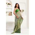 Seduva Women's Faux Linen Printed Ready to wear Saree With Unstitched Blouse 5.5Mtr (Light_Green)