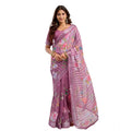 Seduva Women's Faux Linen Floral Print Ready to wear Saree With Unstitched Blouse 5.5Mtr (Pink)