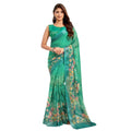 Seduva Women's Faux Linen Floral Ready to wear Saree With Unstitched Blouse 5.5Mtr (Green)