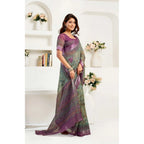 Seduva Women's Faux Linen Printed Ready to wear Saree With Unstitched Blouse 5.5Mtr (Multicolor)