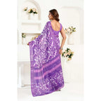 Seduva Women's Faux Linen Floral Print Ready to wear Saree With Unstitched Blouse 5.5Mtr (Purple)