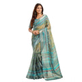 Seduva Women's Faux Linen Printed Ready to wear Saree With Unstitched Blouse 5.5Mtr (Multicolor)