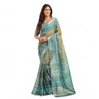 Seduva Women's Faux Linen Printed Ready to wear Saree With Unstitched Blouse 5.5Mtr (Multicolor)