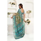 Seduva Women's Faux Linen Printed Ready to wear Saree With Unstitched Blouse 5.5Mtr (Multicolor)