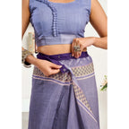 Seduva Women's Faux Linen Printed Ready to wear Saree With Unstitched Blouse 5.5Mtr (Light_Lavender)