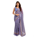 Seduva Women's Faux Linen Printed Ready to wear Saree With Unstitched Blouse 5.5Mtr (Light_Lavender)