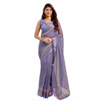 Seduva Women's Faux Linen Printed Ready to wear Saree With Unstitched Blouse 5.5Mtr (Light_Lavender)