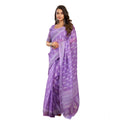 Seduva Women's Faux Linen Floral Ready to wear Saree With Unstitched Blouse 5.5Mtr (Lavender)