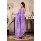 Seduva Women's Faux Linen Floral Ready to wear Saree With Unstitched Blouse 5.5Mtr (Lavender)