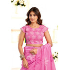 Seduva Women's Faux Linen Floral Ready to wear Saree With Unstitched Blouse 5.5Mtr (Light_Pink)