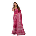 Seduva Women's Faux Linen Floral Print Ready to wear Saree With Unstitched Blouse 5.5Mtr (Pink)