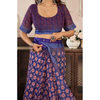 Seduva Women's Faux Linen Floral Print Ready to wear Saree With Unstitched Blouse 5.5Mtr (Dark_NavyBlue)