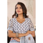 Seduva Women's Faux Linen Floral Print Ready to wear Saree With Unstitched Blouse 5.5Mtr (Off_White)