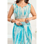 Seduva Women's Faux Linen Abstract Print Ready to wear Saree With Unstitched Blouse 5.5Mtr (Multicolor)