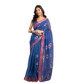 Seduva Women's Faux Linen Printed Ready to wear Saree With Unstitched Blouse 5.5Mtr (Blue)