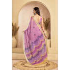 Seduva Women's Faux Linen Floral Ready to wear Saree With Unstitched Blouse 5.5Mtr (Lavender)