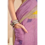 Seduva Women's Faux Linen Floral Ready to wear Saree With Unstitched Blouse 5.5Mtr (Lavender)