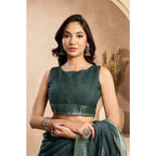 Seduva Women's Faux Linen Floral Ready to wear Saree With Unstitched Blouse 5.5Mtr (Light_Teal)