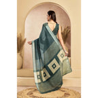 Seduva Women's Faux Linen Floral Ready to wear Saree With Unstitched Blouse 5.5Mtr (Light_Teal)
