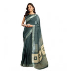 Seduva Women's Faux Linen Floral Ready to wear Saree With Unstitched Blouse 5.5Mtr (Light_Teal)