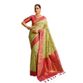 Seduva Women's Silk Blend Booti Work Ready to wear Saree With Unstitched Blouse 5.5Mtr (Green)
