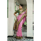 Seduva Women's Silk Blend Booti Work Ready to wear Saree With Unstitched Blouse 5.5Mtr (LightPink)