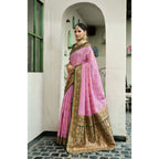 Seduva Women's Silk Blend Booti Work Ready to wear Saree With Unstitched Blouse 5.5Mtr (LightPink)