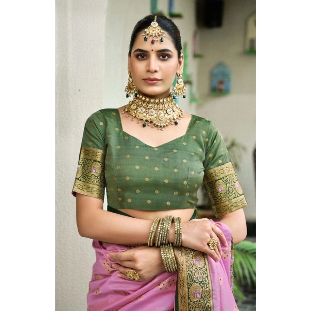 Seduva Women's Silk Blend Booti Work Ready to wear Saree With Unstitched Blouse 5.5Mtr (LightPink)