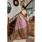 Seduva Women's Silk Blend Booti Work Ready to wear Saree With Unstitched Blouse 5.5Mtr (Lavender)