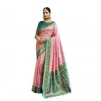 Seduva Women's Silk Blend Booti Work Ready to wear Saree With Unstitched Blouse 5.5Mtr (Peach)