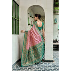 Seduva Women's Silk Blend Booti Work Ready to wear Saree With Unstitched Blouse 5.5Mtr (Peach)