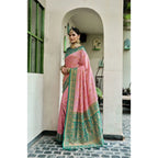Seduva Women's Silk Blend Booti Work Ready to wear Saree With Unstitched Blouse 5.5Mtr (Peach)