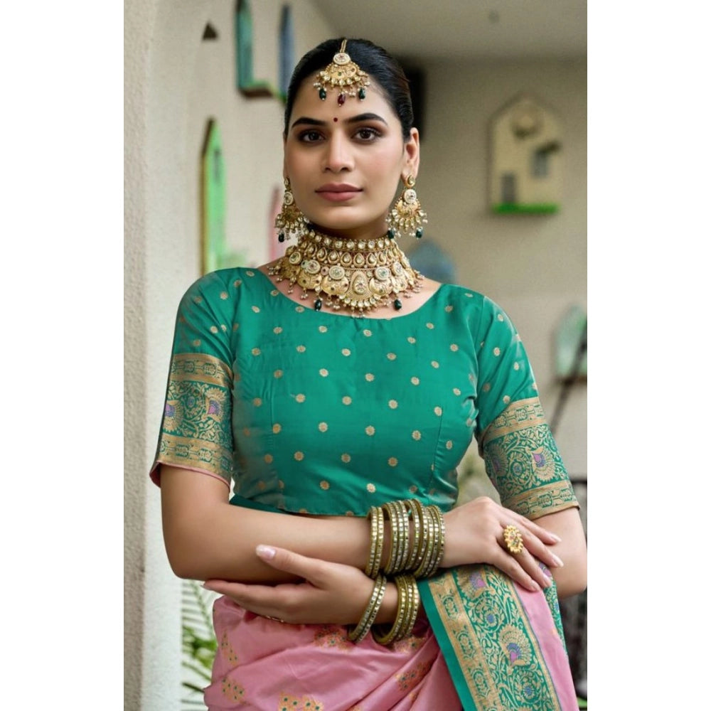 Seduva Women's Silk Blend Booti Work Ready to wear Saree With Unstitched Blouse 5.5Mtr (Peach)