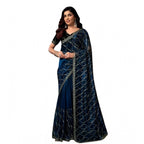 Seduva Women's Net Sequence Saree With Unstitched Blouse 5.5Mtr (Blue)