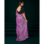Seduva Women's Net Sequence Saree With Unstitched Blouse 5.5Mtr (Lavender)