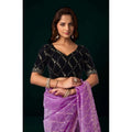 Seduva Women's Net Sequence Saree With Unstitched Blouse 5.5Mtr (Lavender)