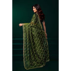 Seduva Women's Net Sequence Saree With Unstitched Blouse 5.5Mtr (Light Green)