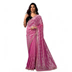 Seduva Women's Net Sequence Saree With Unstitched Blouse 5.5Mtr (Light Pink)