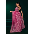 Seduva Women's Net Sequence Saree With Unstitched Blouse 5.5Mtr (Light Pink)