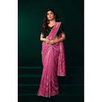 Seduva Women's Net Sequence Saree With Unstitched Blouse 5.5Mtr (Light Pink)