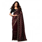 Seduva Women's Net Sequence Saree With Unstitched Blouse 5.5Mtr (Maroon)