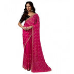 Seduva Women's Net Sequence Saree With Unstitched Blouse 5.5Mtr (Pink)