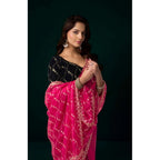 Seduva Women's Net Sequence Saree With Unstitched Blouse 5.5Mtr (Pink)