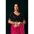 Seduva Women's Net Sequence Saree With Unstitched Blouse 5.5Mtr (Pink)
