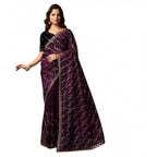 Seduva Women's Net Sequence Saree With Unstitched Blouse 5.5Mtr (Purple)