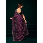 Seduva Women's Net Sequence Saree With Unstitched Blouse 5.5Mtr (Purple)