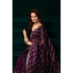Seduva Women's Net Sequence Saree With Unstitched Blouse 5.5Mtr (Purple)