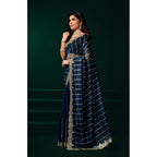 Seduva Women's Net Sequence Saree With Unstitched Blouse 5.5Mtr (Blue)