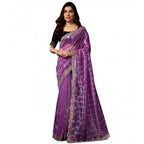 Seduva Women's Net Sequence Saree With Unstitched Blouse 5.5Mtr (Lavender)